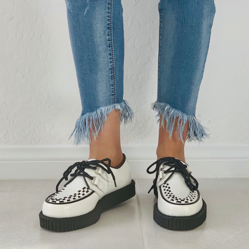 NIB Inked White Genuine Leather Creeper Oxfords - Picture 4 of 8